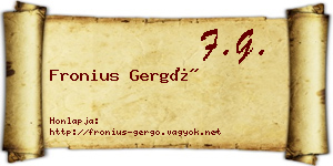 Fronius Gergő névjegykártya